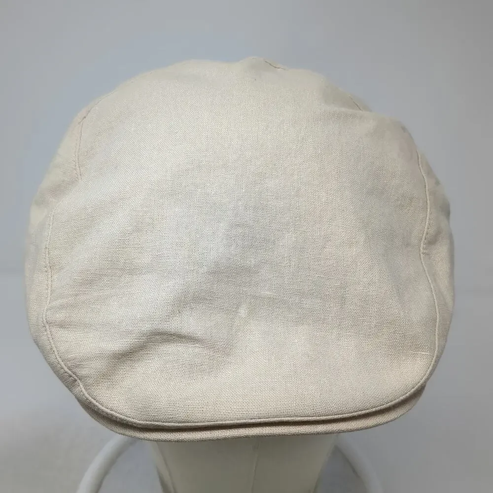 City Hats Newsboy Cap Beige One Size Linen Solid Flat Hat New York Design